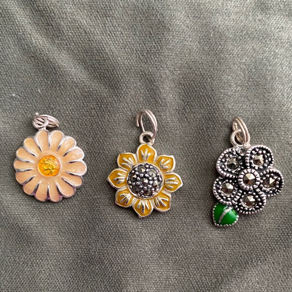 Charming Silver and Yellow Floral charm